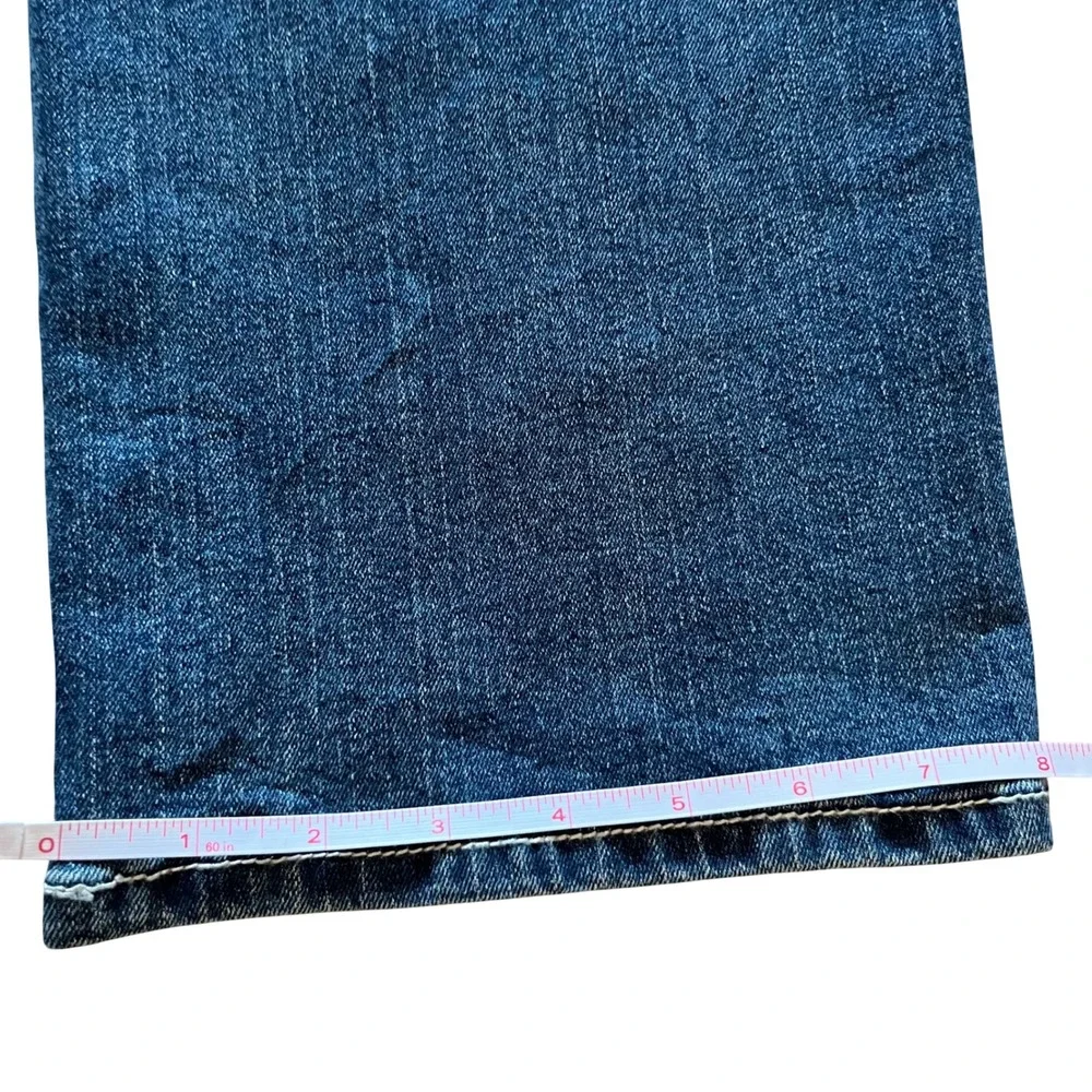 True Religion Ricky Relaxed Straight Jeans Medium Harvest Wash Teal Stitch 42x34